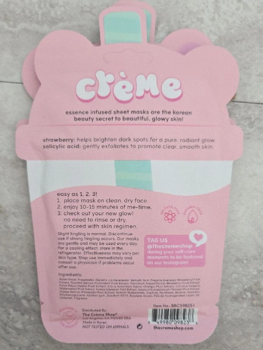 The Cream Shop Beary Clear Skin Pink Sheet Mask - Brightening Strawberry